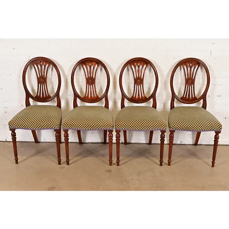 French Regency Louis XVI Carved Mahogany Dining Chairs by Bevan Funnell, Set of Four - Image 2