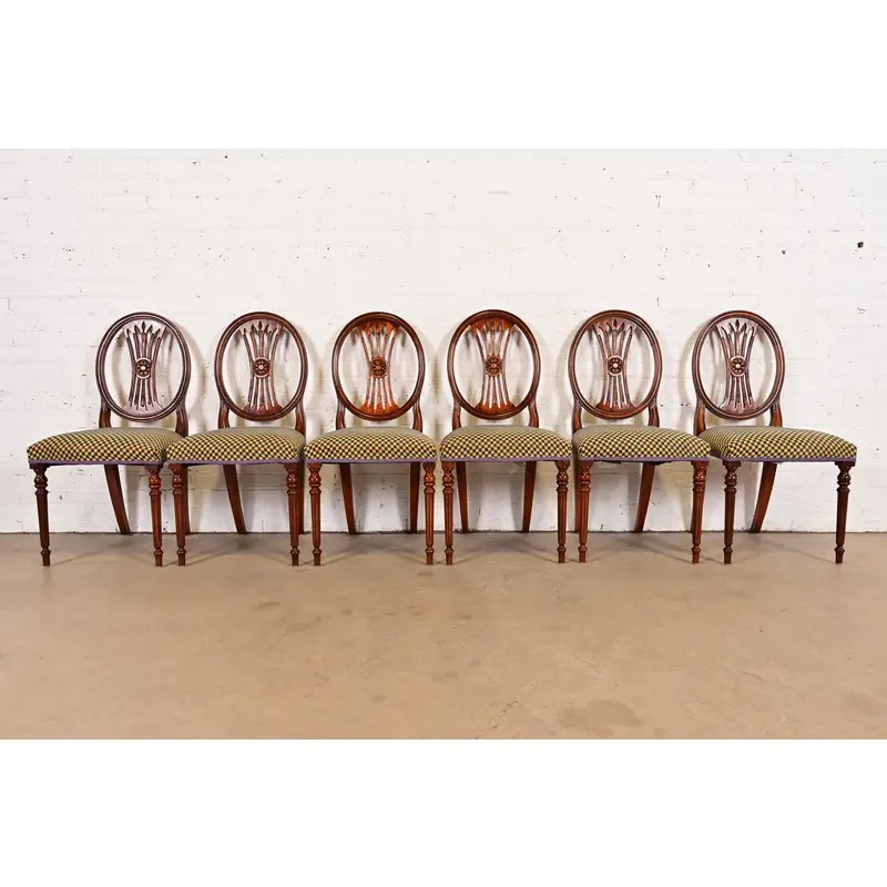 French Regency Louis XVI Carved Mahogany Dining Chairs by Bevan Funnell, Set of Six - Image 2