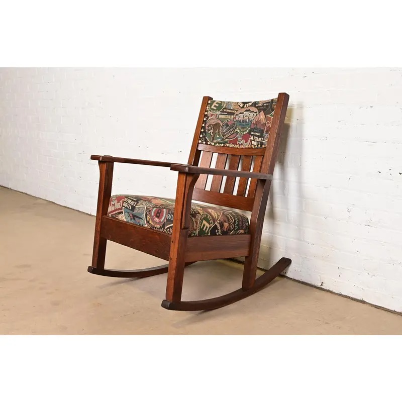 J. M. Young & Sons Antique Mission Oak Arts & Crafts Rocking Chair, Circa 1900 - Image 2