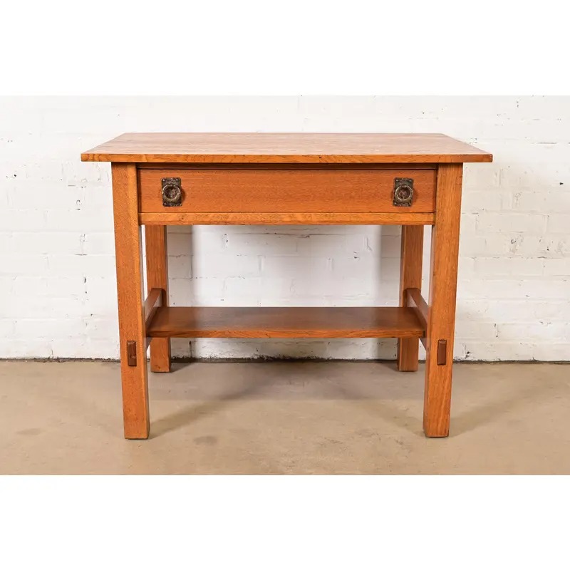 Lifetime Furniture Antique Mission Oak Arts & Crafts Desk or Library Table, Circa 1910 - Image 2