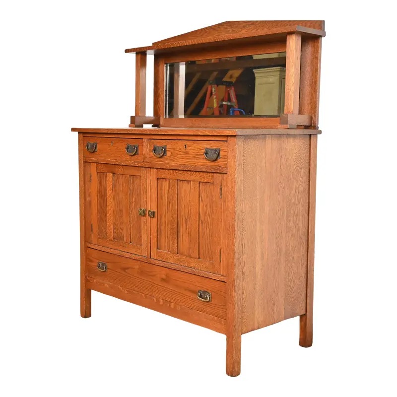 Stickley Brothers Style Antique Mission Oak Arts & Crafts Sideboard or Bar Cabinet, Circa 1900 - Image 2