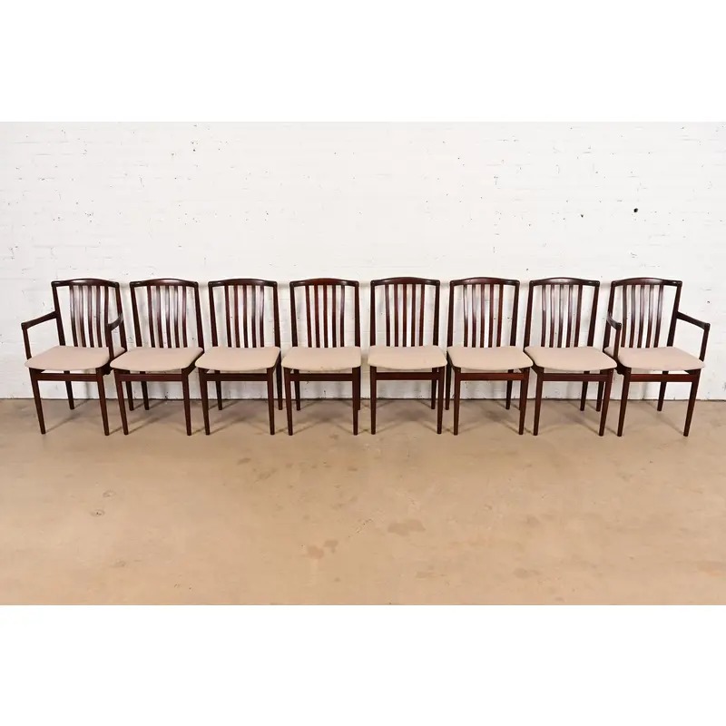 Danish Modern Sculpted Solid Rosewood Dining Chairs by Vamdrup Stolefabrik, Set of Eight - Image 3