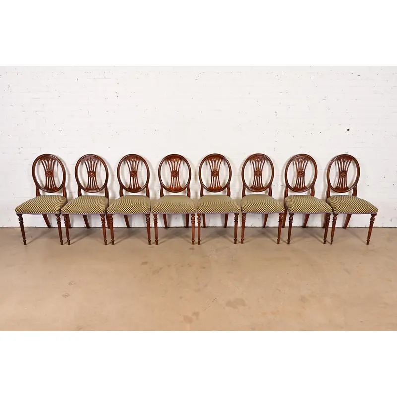 French Regency Louis XVI Carved Mahogany Dining Chairs by Bevan Funnell, Set of Eight - Image 3
