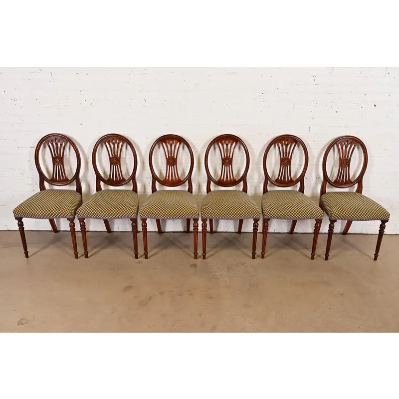 French Regency Louis XVI Carved Mahogany Dining Chairs by Bevan Funnell, Set of Six - Image 3