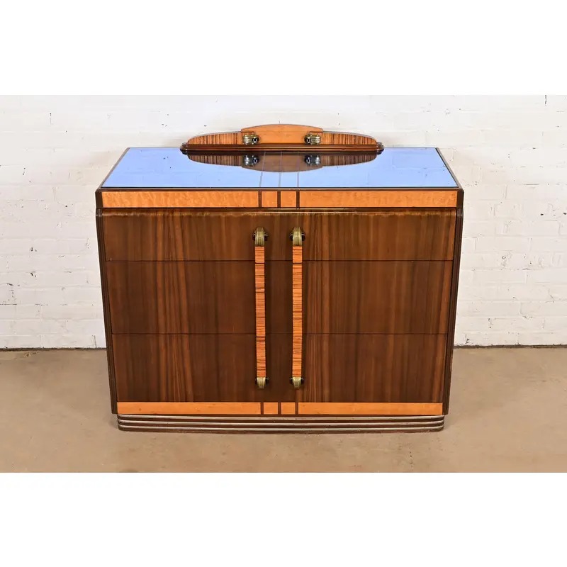 Leo Jiranek for Grand Rapids Furniture Art Deco Walnut and Burl Wood Dreasser, 1930s - Image 3