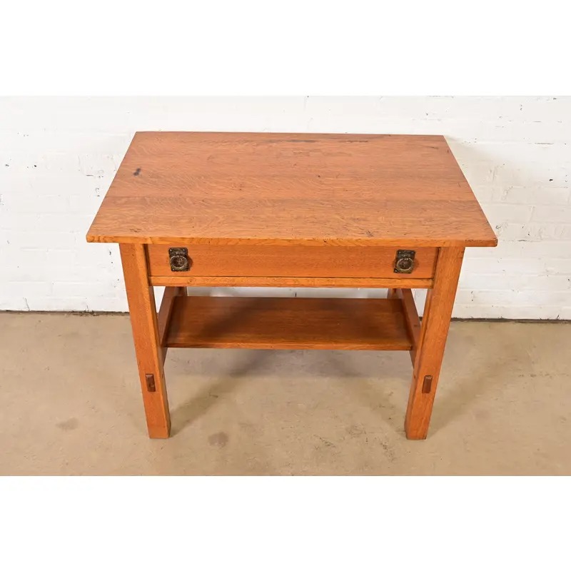 Lifetime Furniture Antique Mission Oak Arts & Crafts Desk or Library Table, Circa 1910 - Image 3