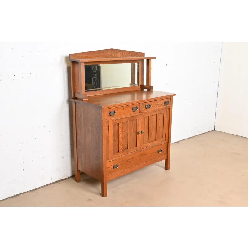 Stickley Brothers Style Antique Mission Oak Arts & Crafts Sideboard or Bar Cabinet, Circa 1900 - Image 3