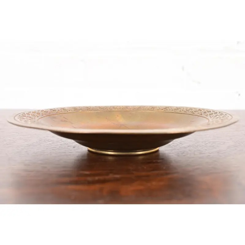 Tiffany Studios New York Bronze Doré Shallow Bowl or Plate With Decorative Border - Image 3