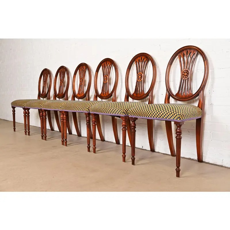 French Regency Louis XVI Carved Mahogany Dining Chairs by Bevan Funnell, Set of Six - Image 4