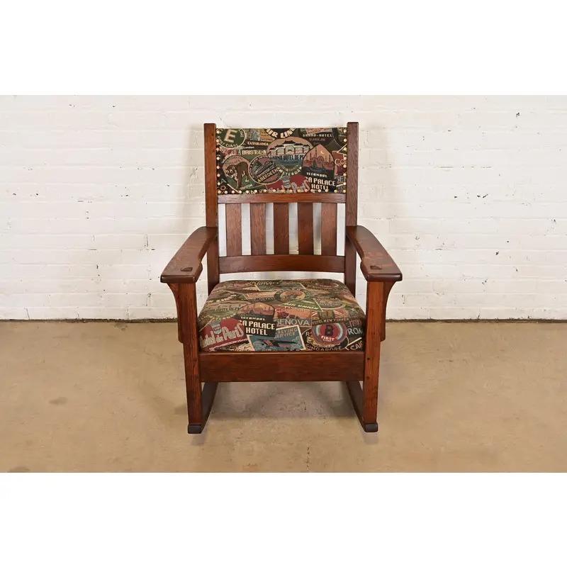 J. M. Young & Sons Antique Mission Oak Arts & Crafts Rocking Chair, Circa 1900 - Image 4