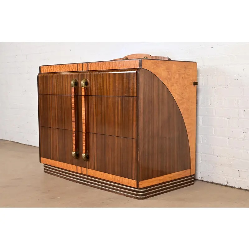 Leo Jiranek for Grand Rapids Furniture Art Deco Walnut and Burl Wood Dreasser, 1930s - Image 4