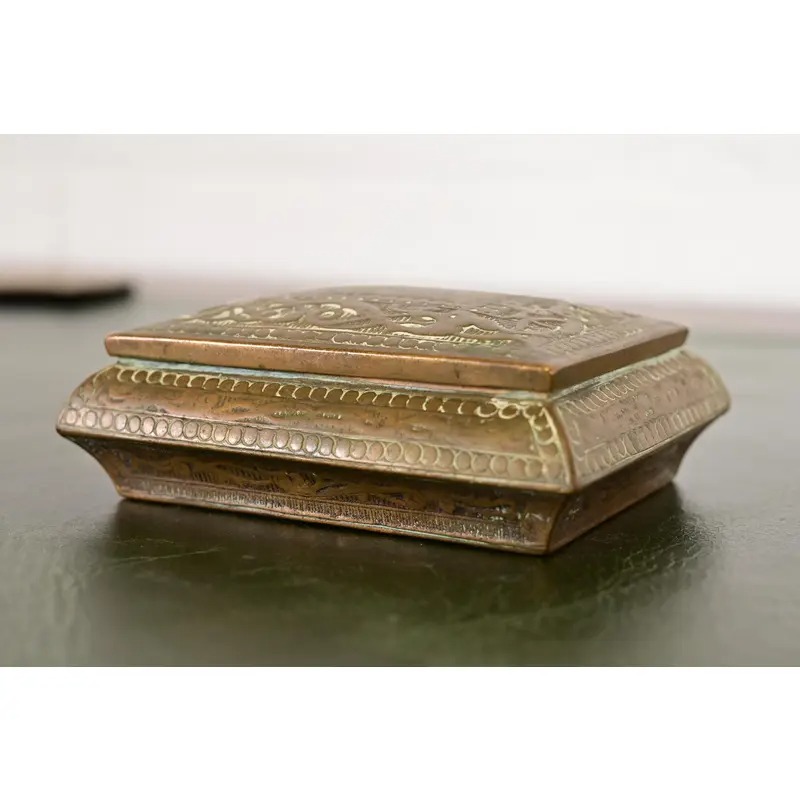 Marshall Field & Co. Antique Viking Bronze Stamp Box, Circa 1910 - Image 4