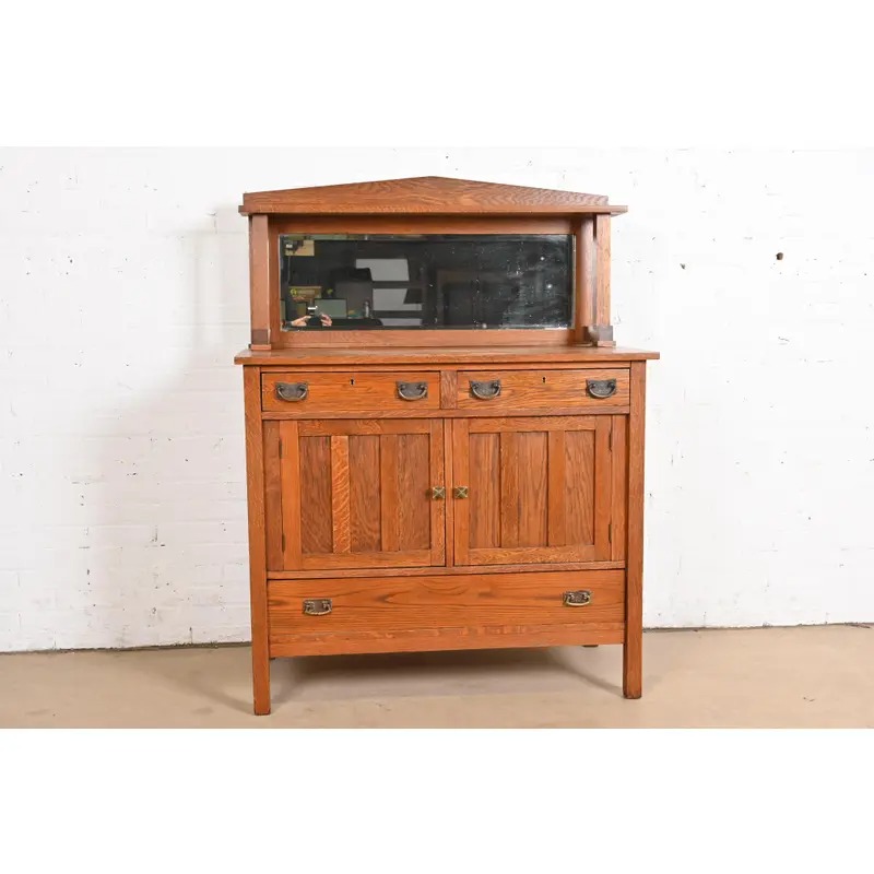 Stickley Brothers Style Antique Mission Oak Arts & Crafts Sideboard or Bar Cabinet, Circa 1900 - Image 4