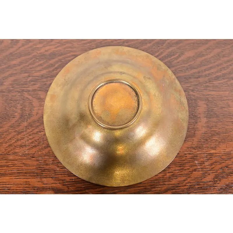 Tiffany Studios New York Bronze Doré Shallow Bowl or Plate With Decorative Border - Image 4