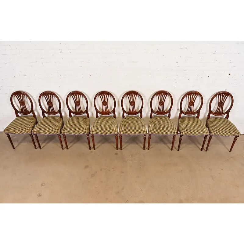 French Regency Louis XVI Carved Mahogany Dining Chairs by Bevan Funnell, Set of Eight - Image 5