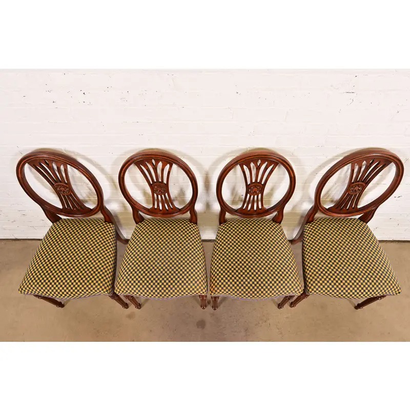 French Regency Louis XVI Carved Mahogany Dining Chairs by Bevan Funnell, Set of Four - Image 5