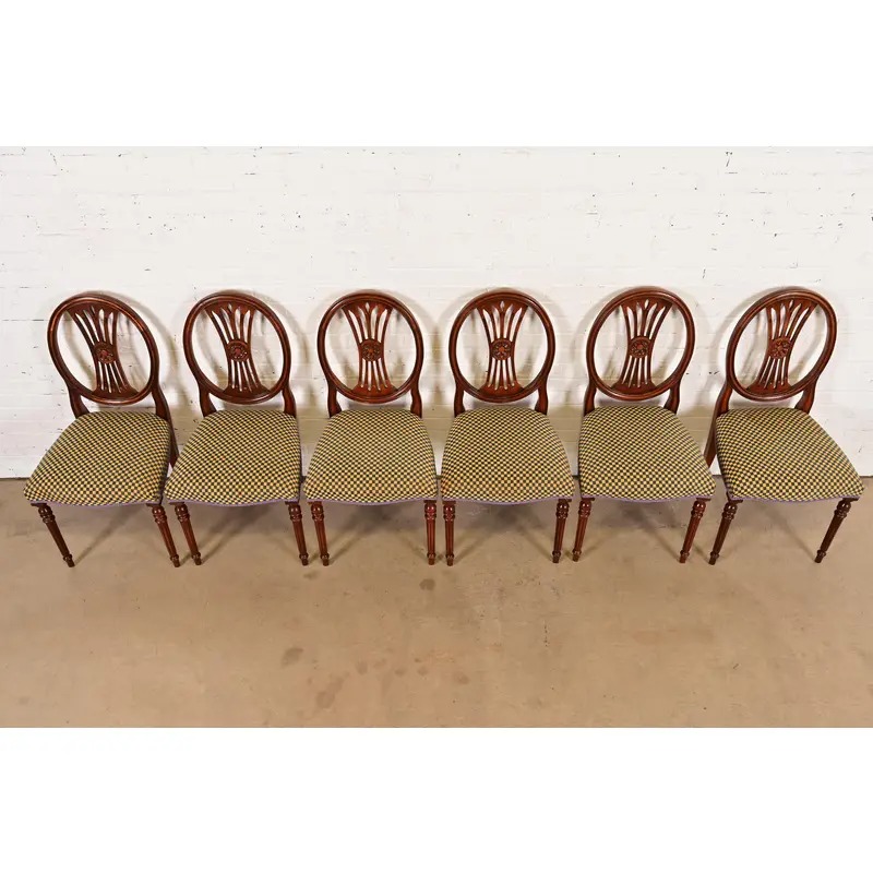 French Regency Louis XVI Carved Mahogany Dining Chairs by Bevan Funnell, Set of Six - Image 5