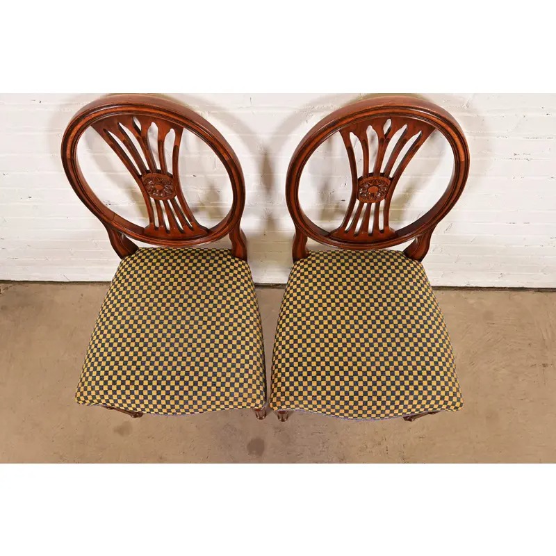 Hepplewhite Carved Mahogany Side Chairs or Dining Chairs by Bevan Funnell, Pair - Image 5