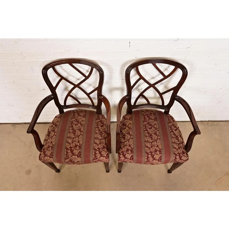 Kindel Furniture Federal Carved Mahogany Arm Chairs, Pair - Image 5
