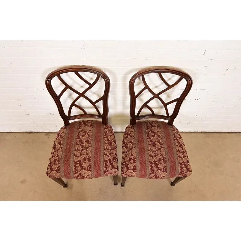 Kindel Furniture Federal Carved Mahogany Side Chairs or Dining Chairs, Pair - Image 5