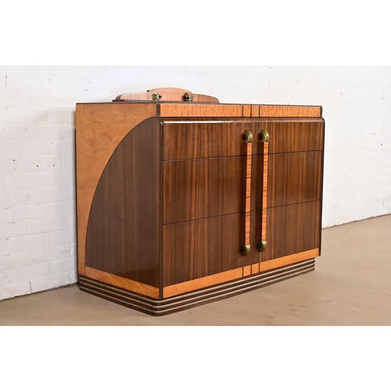 Leo Jiranek for Grand Rapids Furniture Art Deco Walnut and Burl Wood Dreasser, 1930s - Image 5