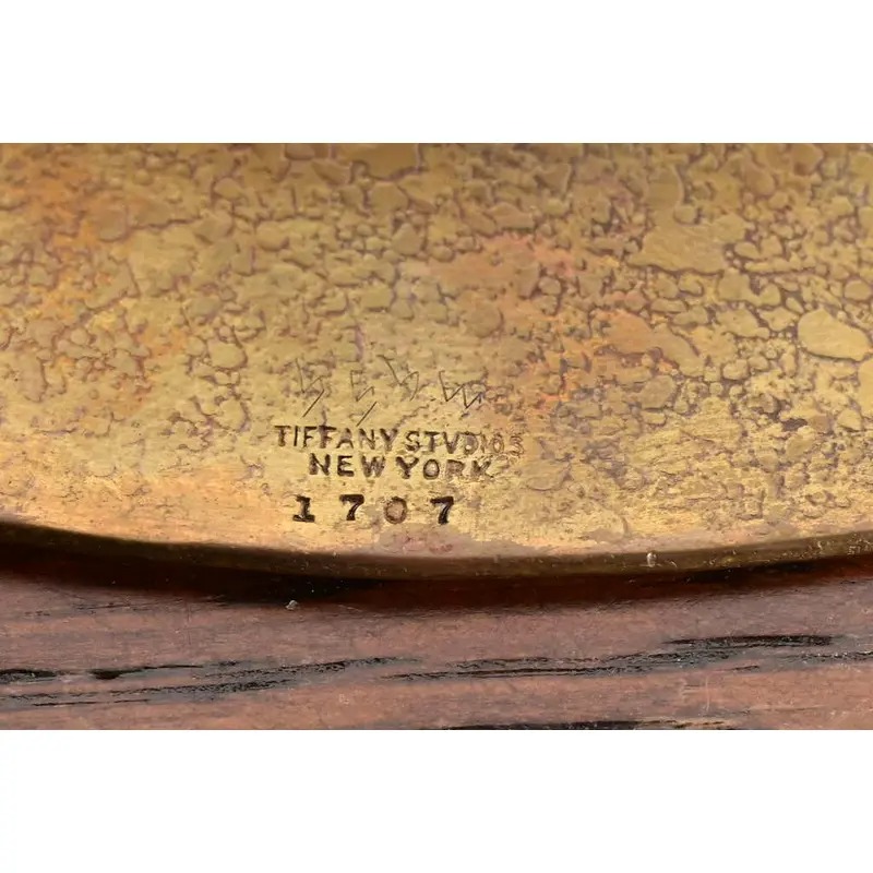Tiffany Studios New York Bronze Doré Shallow Bowl or Plate With Decorative Border - Image 5
