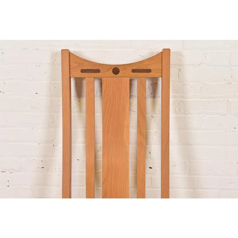 Charles Rennie Mackintosh Style Arts & Crafts Inlaid Oak High Back Side Chairs or Dining Chairs, Pair - Image 5