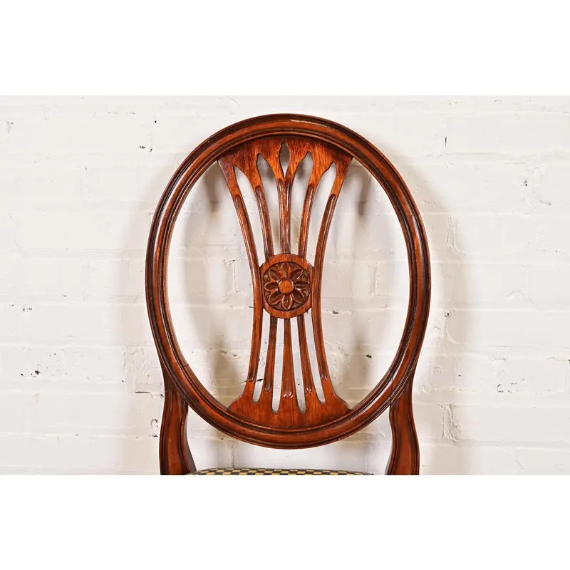 Hepplewhite Carved Mahogany Side Chairs or Dining Chairs by Bevan Funnell, Pair - Image 6