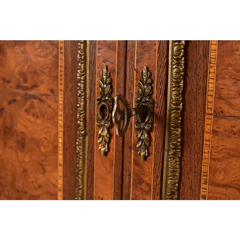 Maison Forest Style Antique French Empire Burl Wood Armoire Dresser or Gentleman's Chest With Mounted Ormolu, Circa 1880s - Image 6