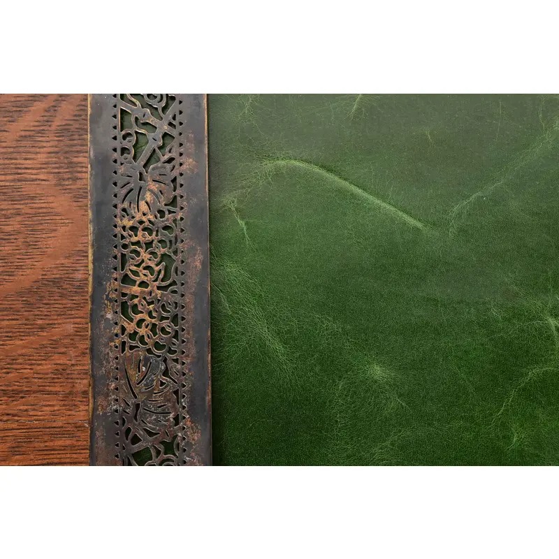 Tiffany Studios New York Grapevine Pattern Bronze Blotter Ends With Leather Desk Blotter - Image 6