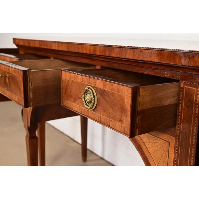Baker Furniture Stately Homes Sheraton Bow Front Inlaid Mahogany Sideboard - Image 7