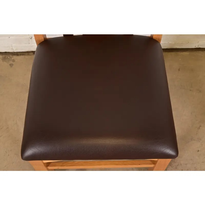 Charles Rennie Mackintosh Style Arts & Crafts Inlaid Oak High Back Side Chairs or Dining Chairs, Pair - Image 6