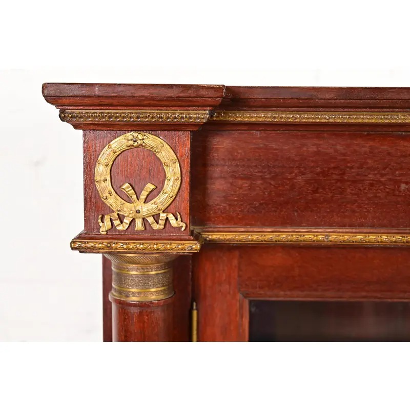 Herter Brothers Style Antique French Empire Mahogany Bookcase With Mounted Ormolu, Circa 1890s - Image 7