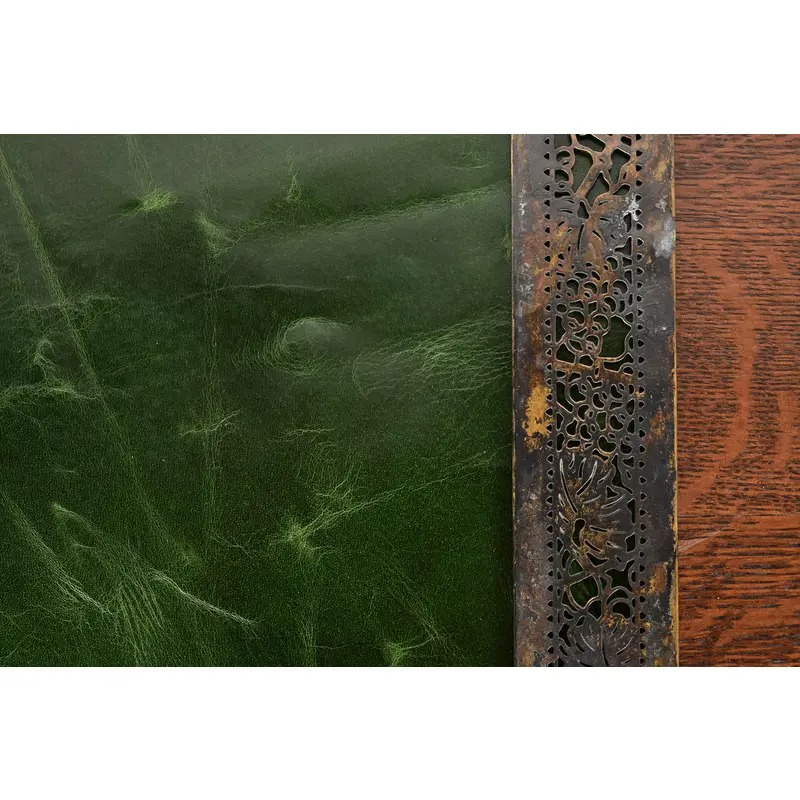 Tiffany Studios New York Grapevine Pattern Bronze Blotter Ends With Leather Desk Blotter - Image 7