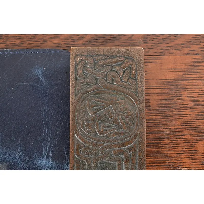 Tiffany Studios New York Zodiac Bronze Blotter Ends With Leather Desk Blotter - Image 7