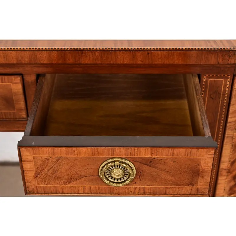 Baker Furniture Stately Homes Sheraton Bow Front Inlaid Mahogany Sideboard - Image 8