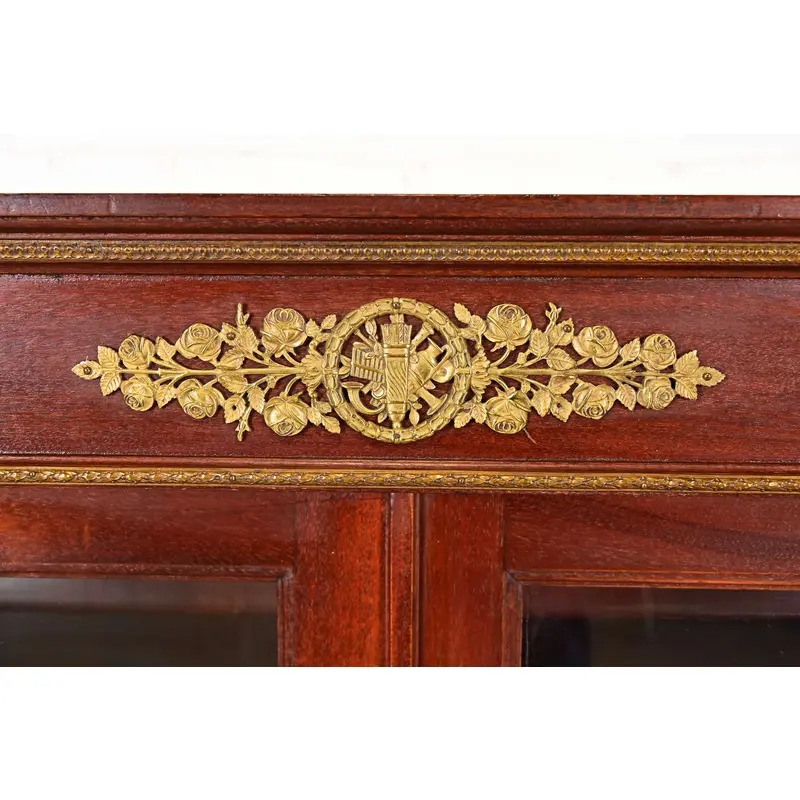 Herter Brothers Style Antique French Empire Mahogany Bookcase With Mounted Ormolu, Circa 1890s - Image 8