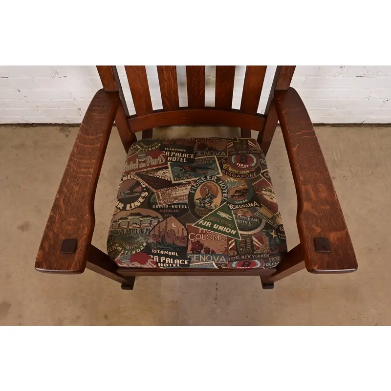J. M. Young & Sons Antique Mission Oak Arts & Crafts Rocking Chair, Circa 1900 - Image 8