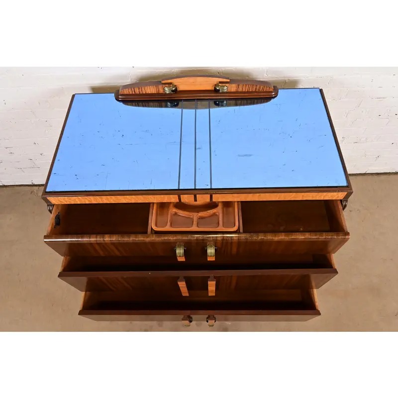 Leo Jiranek for Grand Rapids Furniture Art Deco Walnut and Burl Wood Dreasser, 1930s - Image 8