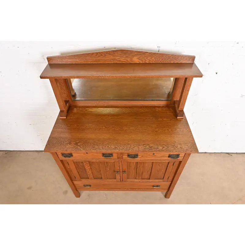 Stickley Brothers Style Antique Mission Oak Arts & Crafts Sideboard or Bar Cabinet, Circa 1900 - Image 8