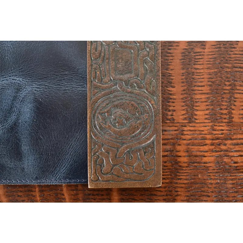 Tiffany Studios New York Zodiac Bronze Blotter Ends With Leather Desk Blotter - Image 8