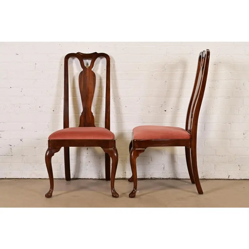 Henredon Queen Anne Solid Mahogany Side Chairs or Dining Chairs, Pair - Image 9