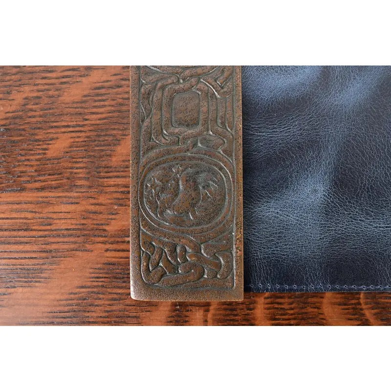 Tiffany Studios New York Zodiac Bronze Blotter Ends With Leather Desk Blotter - Image 9