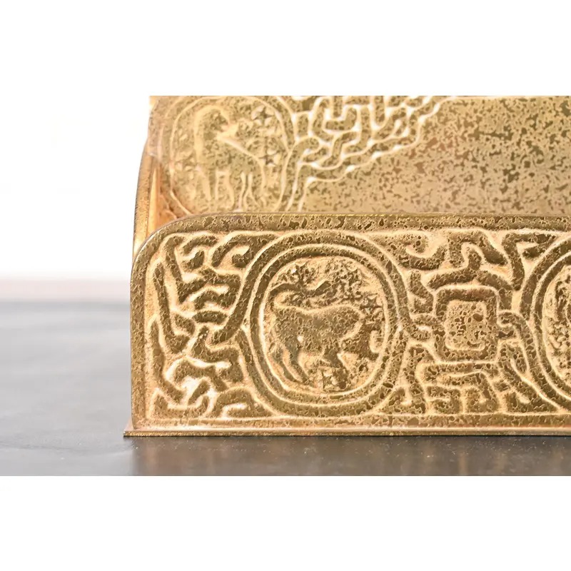 Tiffany Studios New York Zodiac Pattern Bronze Doré Letter Rack - Image 9