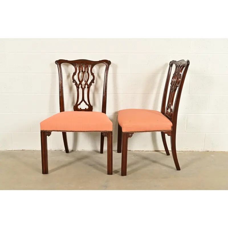 Baker Furniture Georgian Carved Mahogany Dining Chairs, Set of Six - Image 10