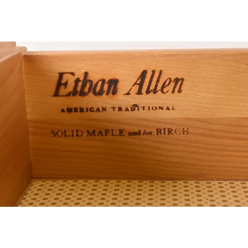 Ethan Allen American Colonial Solid Maple Secretary Desk Hutch Top or Wall Unit, Circa 1970s - Image 10