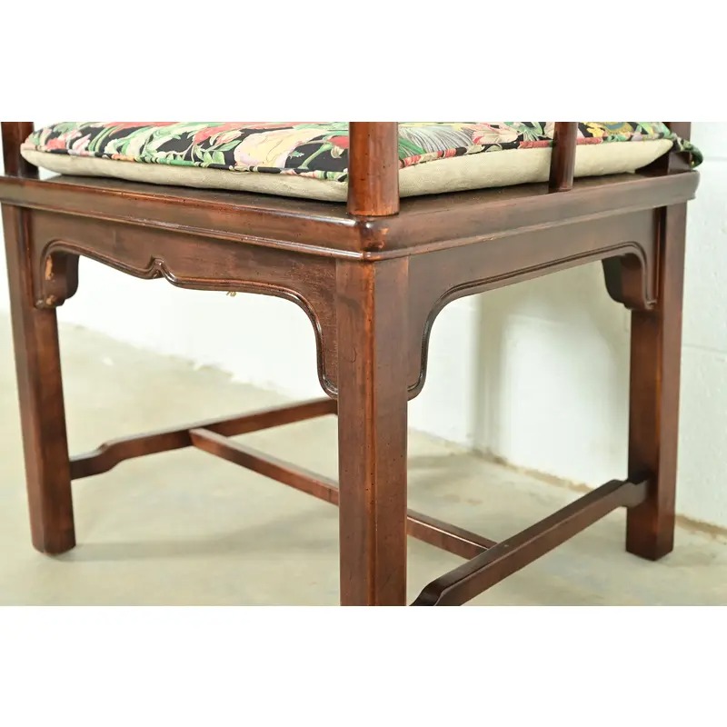 Henredon Hollywood Regency Chinoiserie Sculpted Mahogany Dining Chairs, Set of Twelve - Image 10
