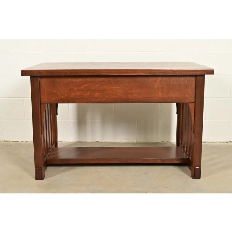 Imperial Furniture Grand Rapids Antique Mission Oak Arts & Crafts Writing Desk or Library Table, Newly Refinished - Image 10