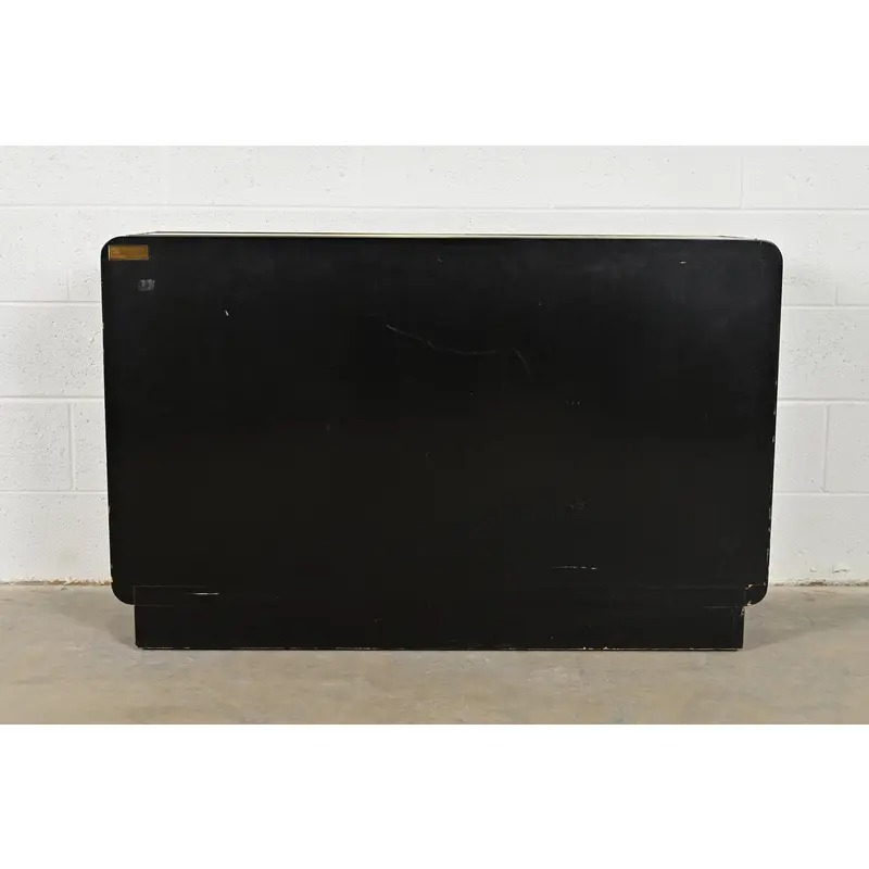 Mastercraft Mid-Century Hollywood Regency Black Lacquer and Brass Bar Cabinet, 1970s - Image 10