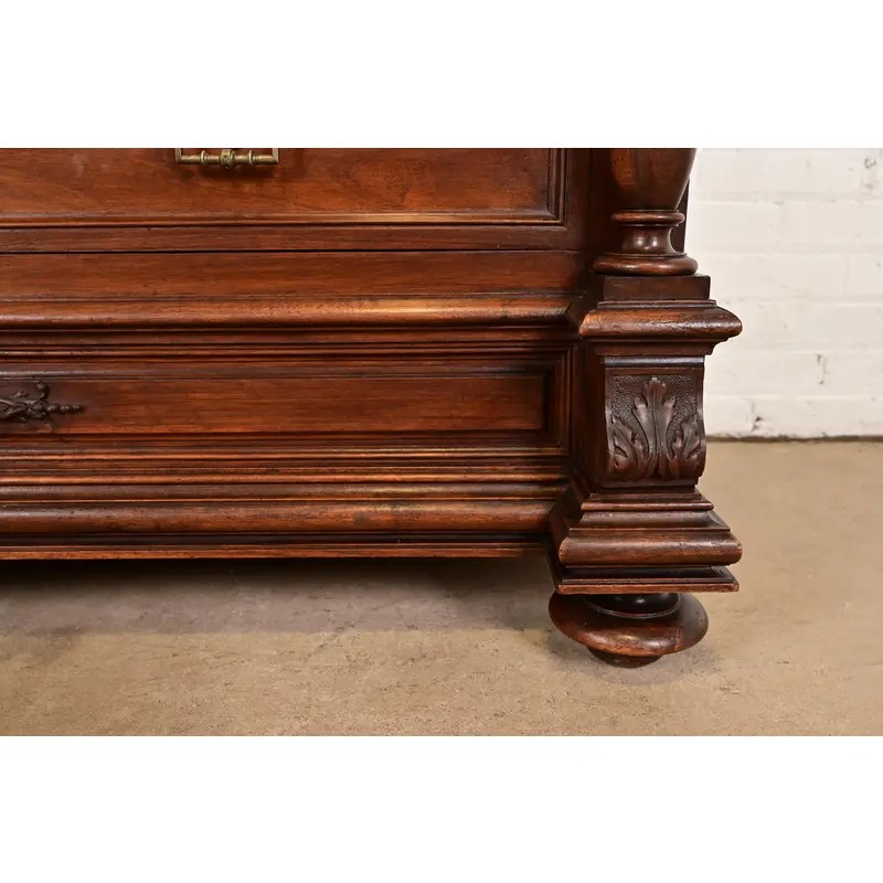 R. J. Horner Style Antique Victorian Carved Walnut Marble Top Buffet Server or Dresser, Circa 1880s - Image 10